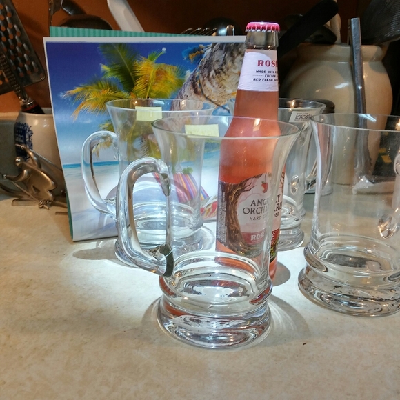 Vtg 70s Handblown Glass Mug Set - Picture 3 of 8